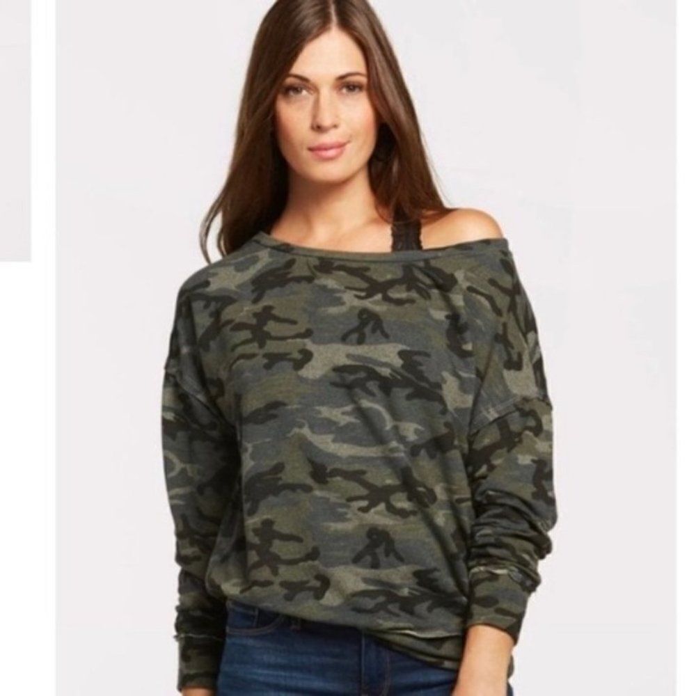 SUNDRY TRAPEZE Camo Sweatshirt Sz 1 (Small)